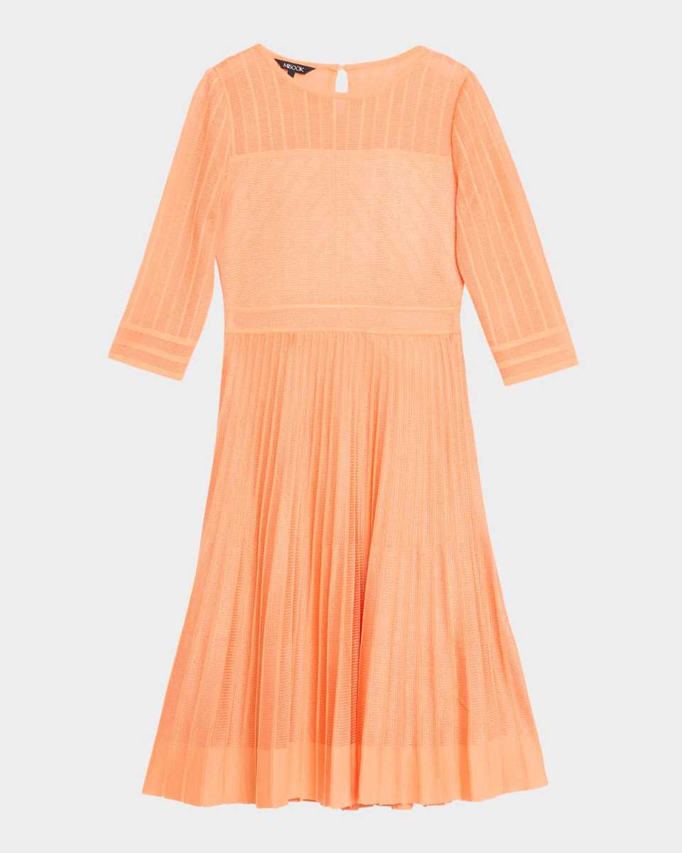 Pleated Geometric Knit Midi Dress